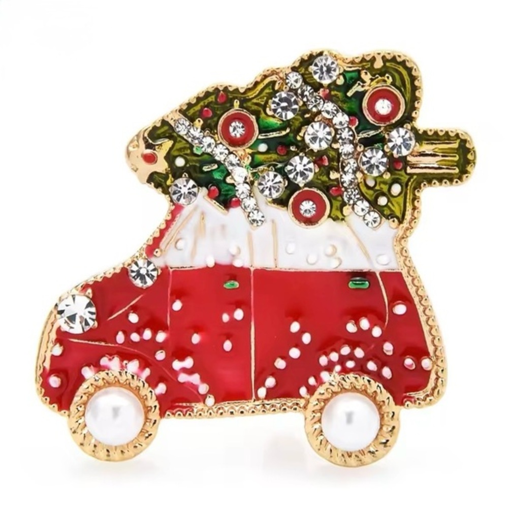 🌻 3/$25 Car Taking Christmas Tree Enamel Brooch Pin